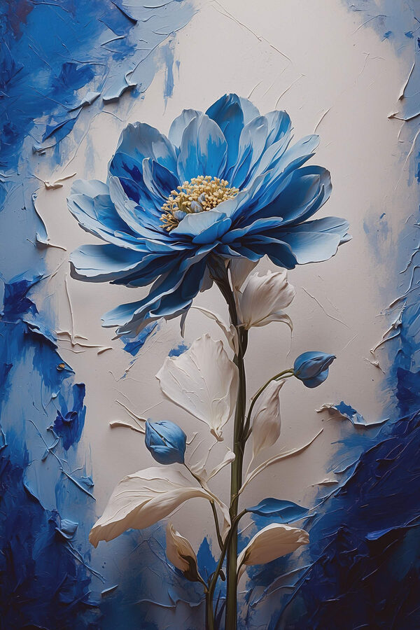 Blauwe bloem met witte bladeren Blauwe bloem met witte bladeren