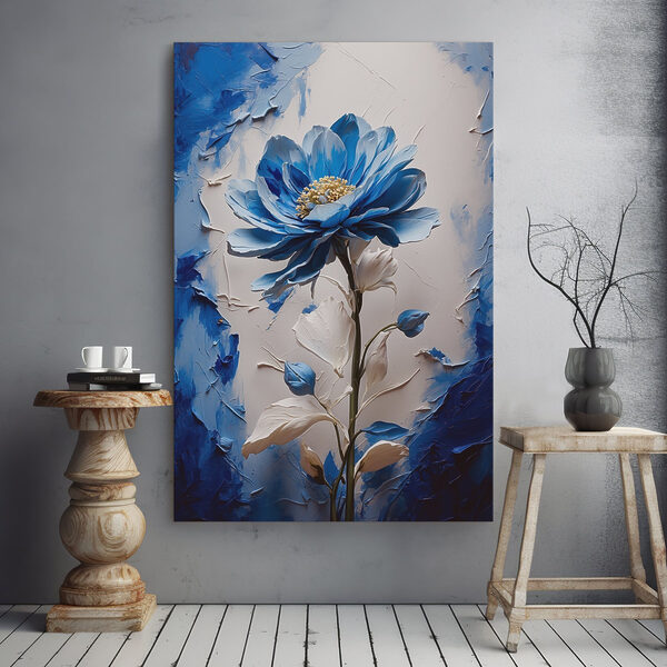 Blauwe bloem met witte bladeren Blauwe bloem met witte bladeren