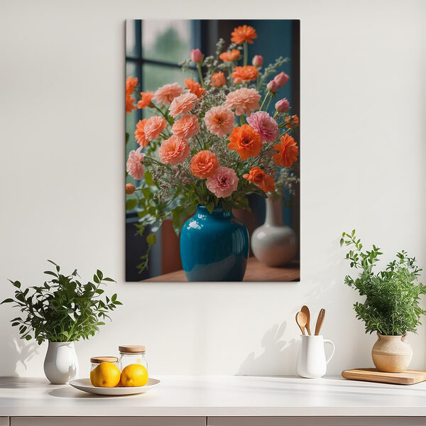 Vaas met bloemen voor een raam Vaas met bloemen voor een raam