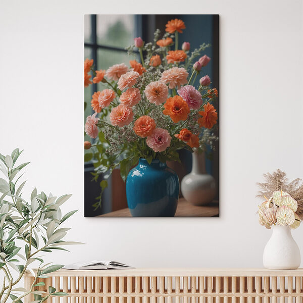 Vaas met bloemen voor een raam Vaas met bloemen voor een raam