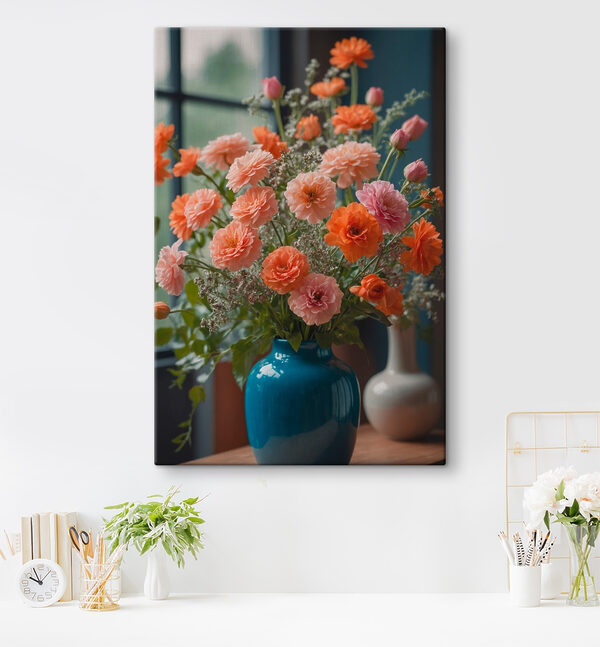 Vaas met bloemen voor een raam Vaas met bloemen voor een raam