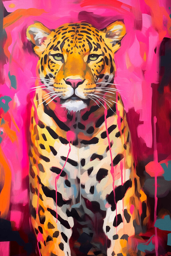Schilderij van een luipaard Schilderij van een luipaard