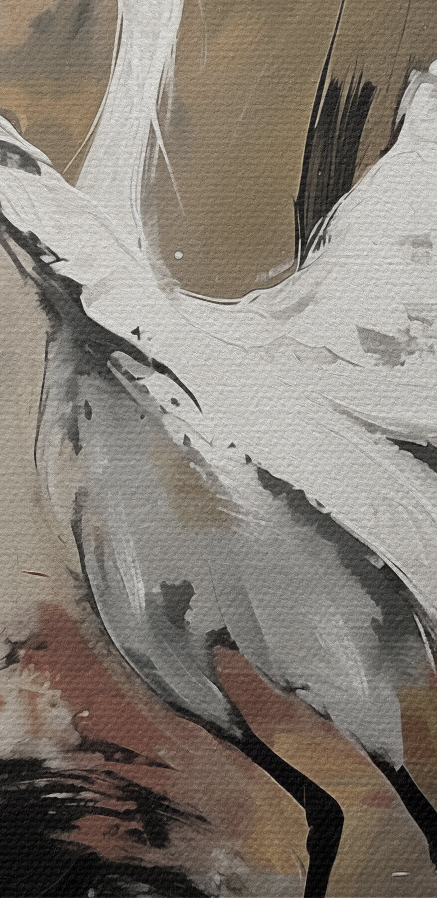 Schilderij van een witte kraanvogel