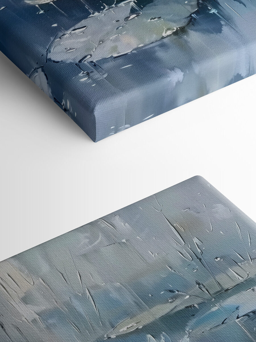 Schilderij van waterlelies en bladeren