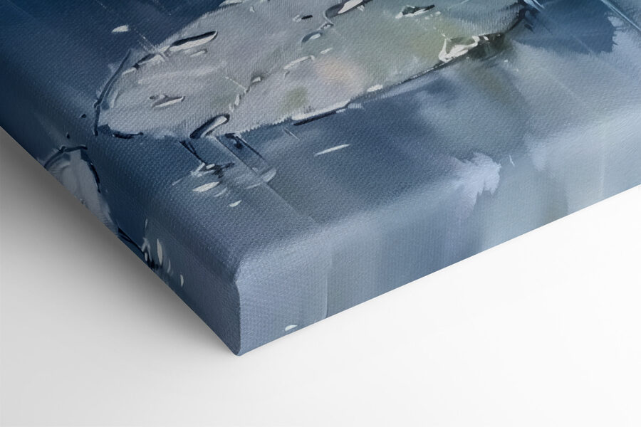 Schilderij van waterlelies en bladeren