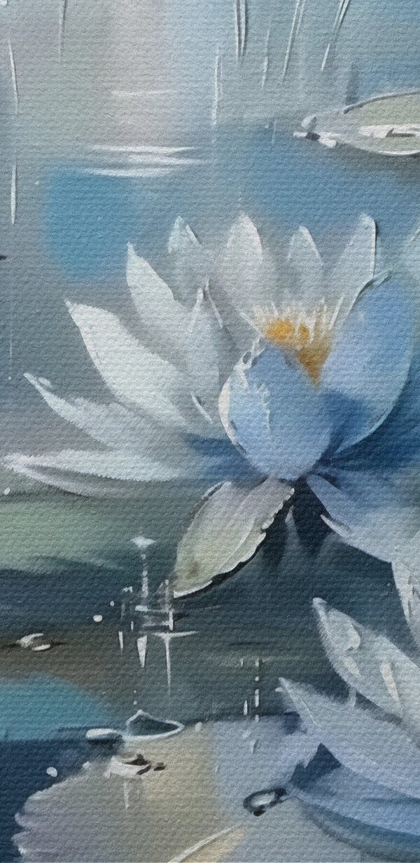 Schilderij van waterlelies en bladeren Schilderij van waterlelies en bladeren