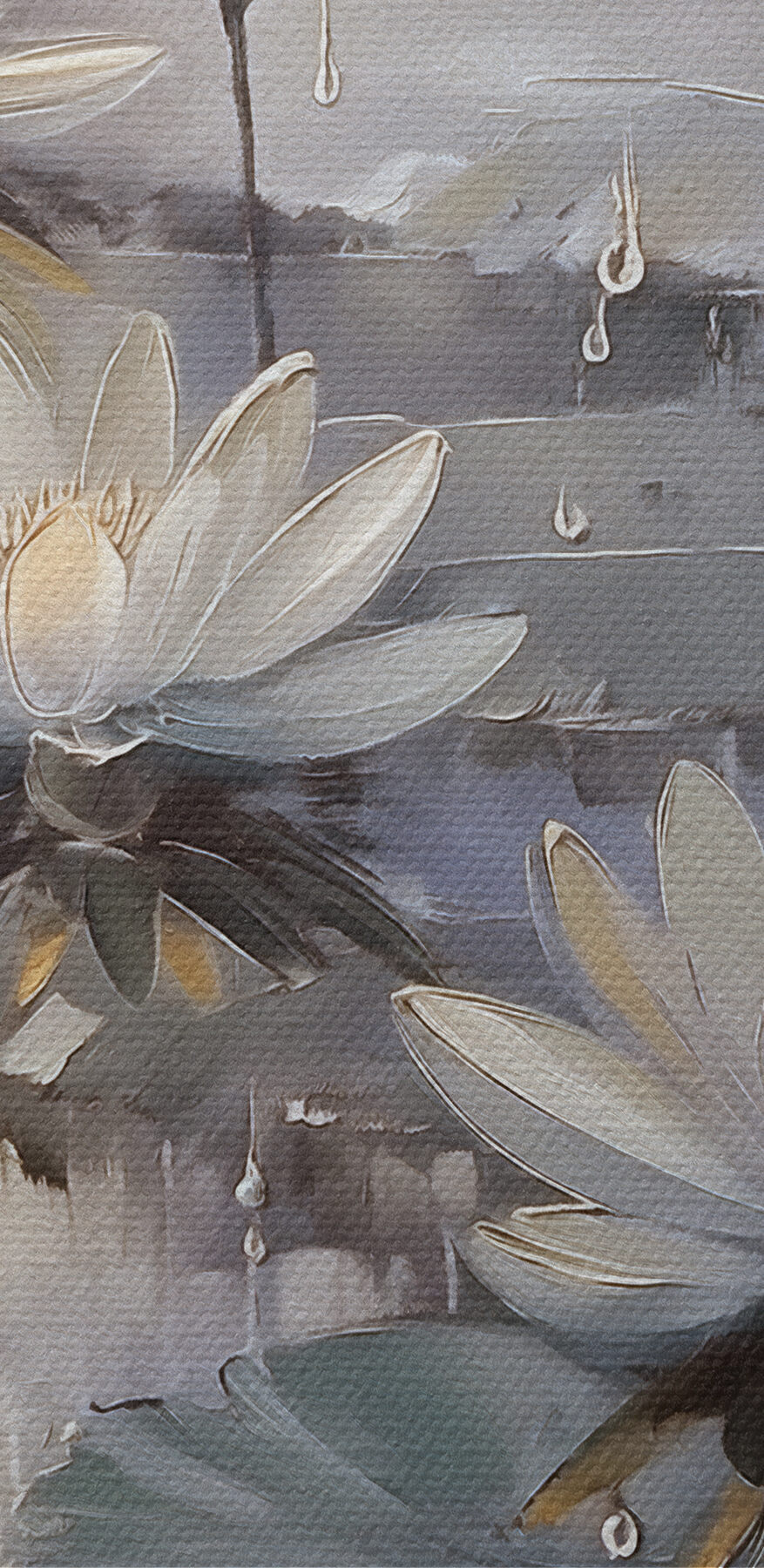 Schilderij van bloemen op een vijver Schilderij van bloemen op een vijver