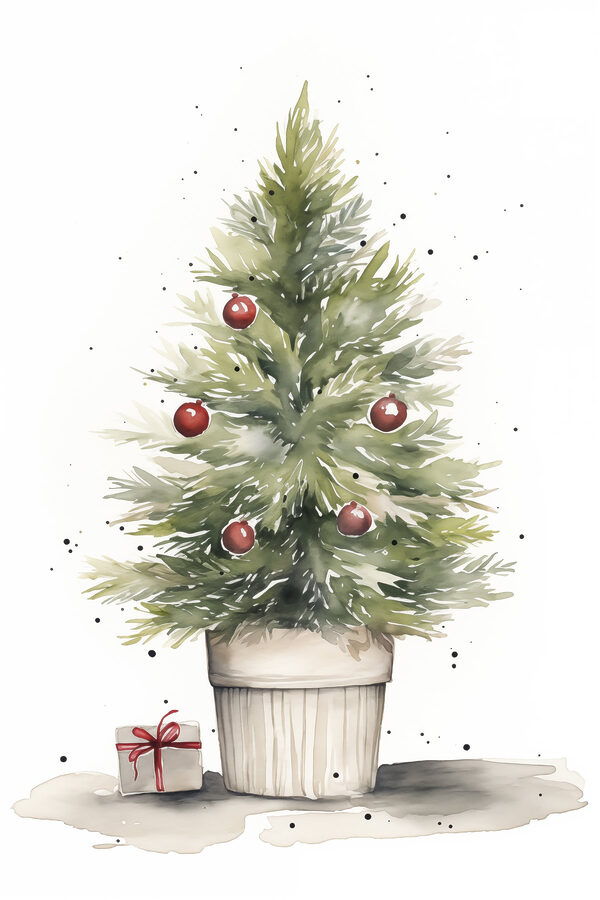 Aquarel van een kerstboom Aquarel van een kerstboom