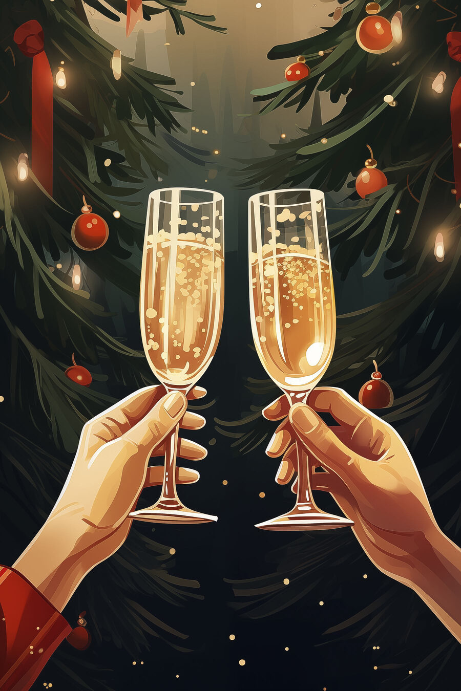 Paar handen die champagneglazen vasthouden Paar handen die champagneglazen vasthouden