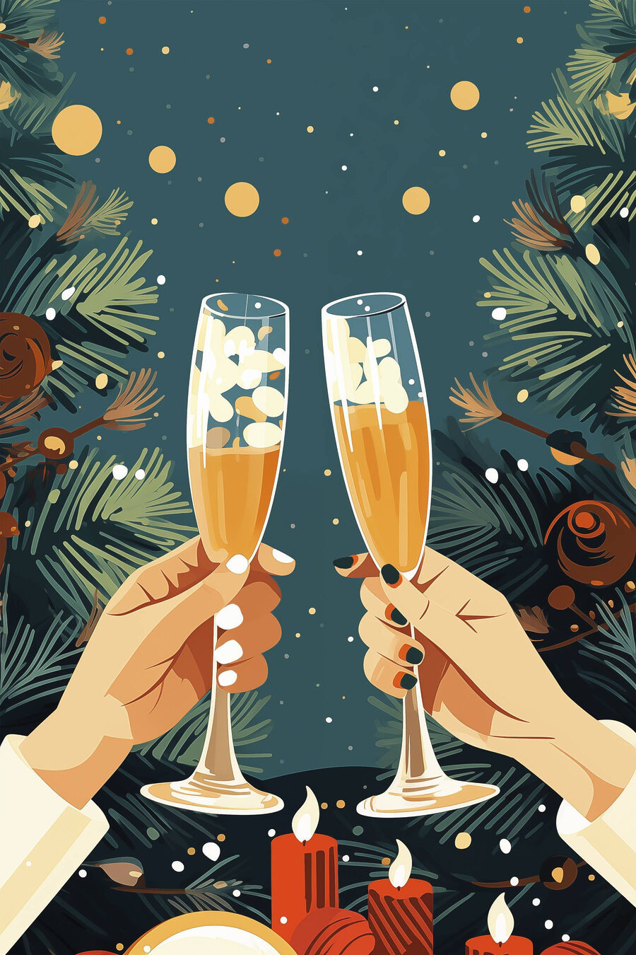 Paar handen die champagneglazen vasthouden