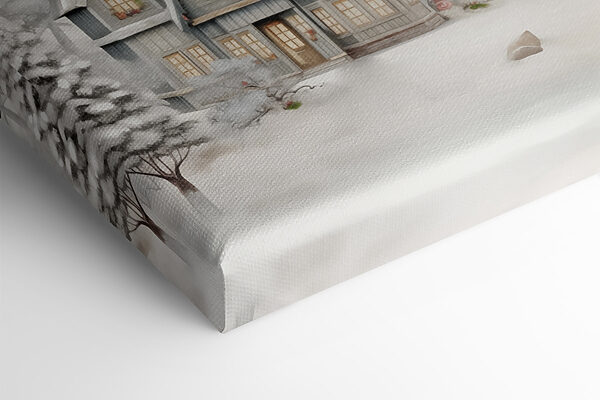 Snowy landscape with houses and trees