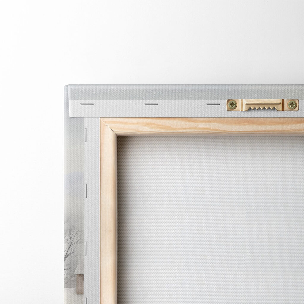 Snowy landscape with houses and trees