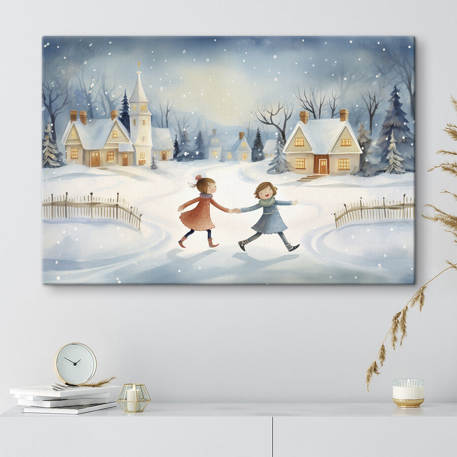 Een paar meisjes wandelen in de sneeuw