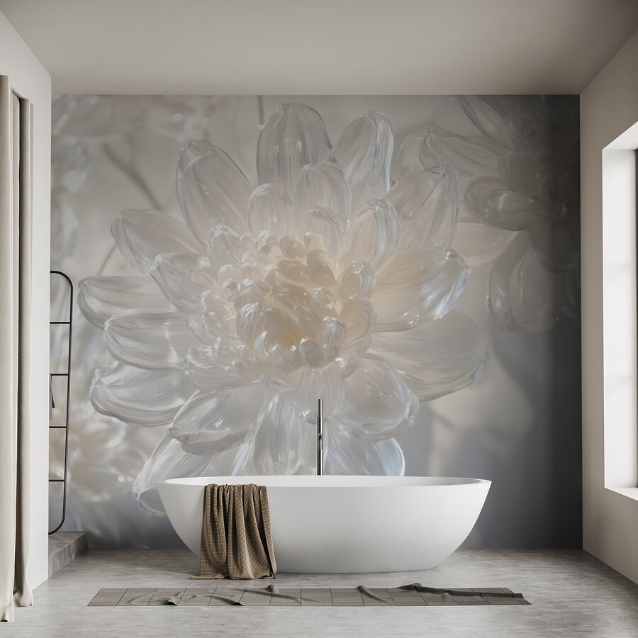 Delicate glazen bloemensculpturen tentoongesteld.