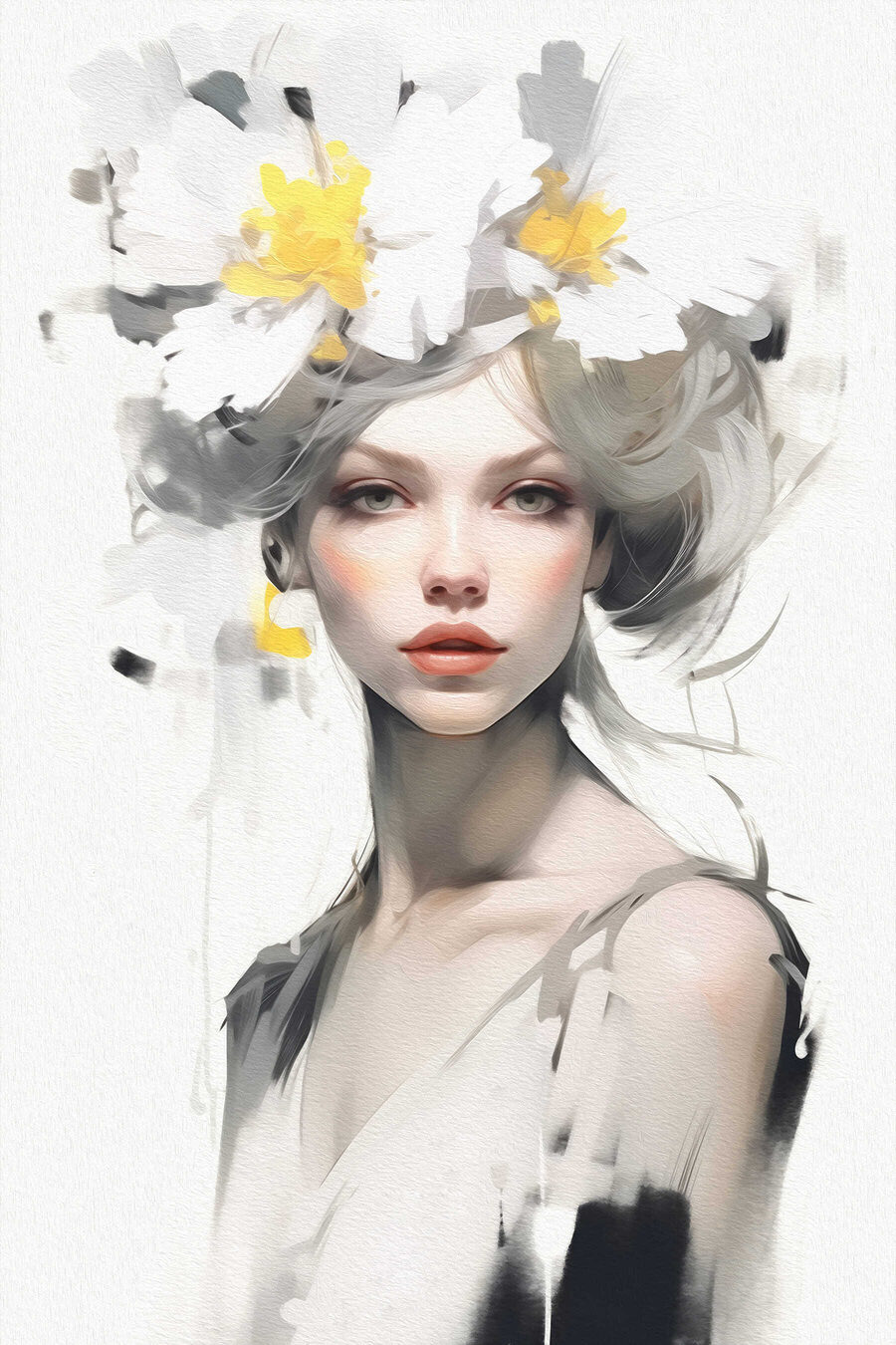 Vrouw met bloemen in haar haar Vrouw met bloemen in haar haar