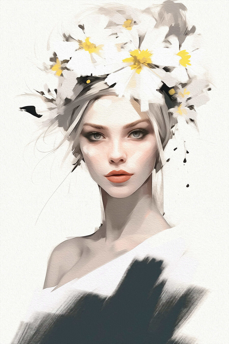Vrouw met bloemen in haar haar
