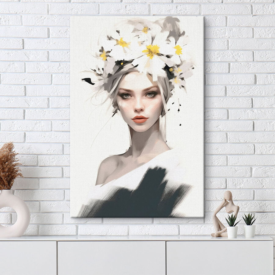 Vrouw met bloemen in haar haar