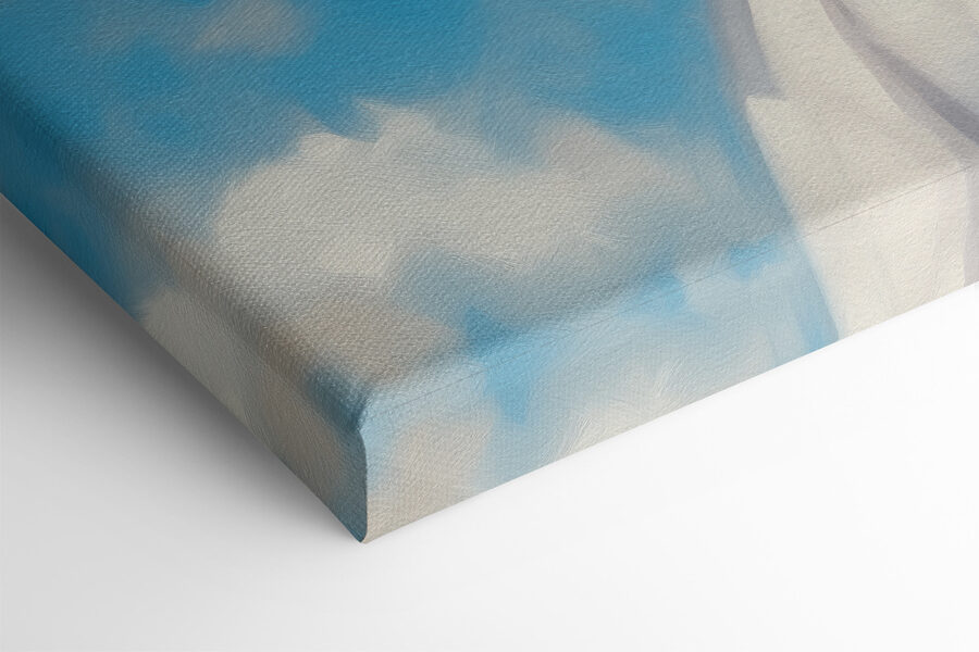 Vrouw in een witte jurk met haar armen in de lucht Vrouw in een witte jurk met haar armen in de lucht