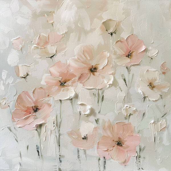 Schilderij van roze bloemen Schilderij van roze bloemen