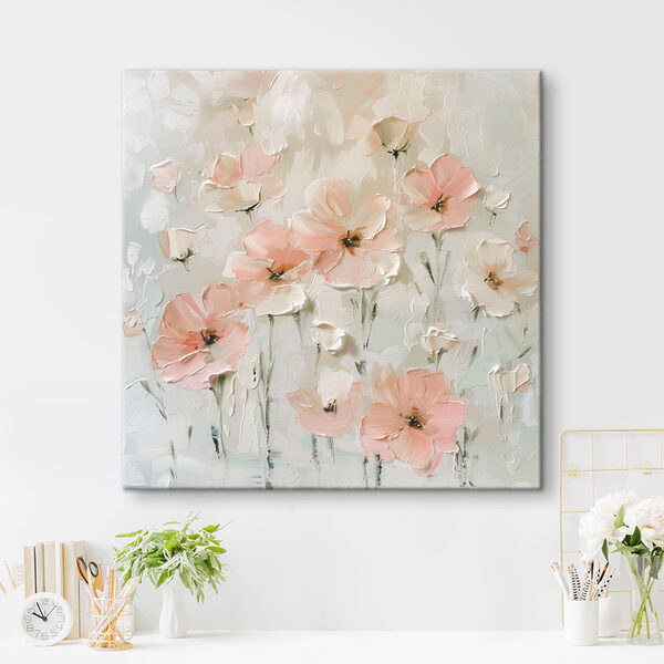 Schilderij van roze bloemen Schilderij van roze bloemen