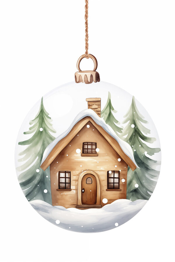 Glazen bol met een huis en bomen erin Glazen bol met een huis en bomen erin