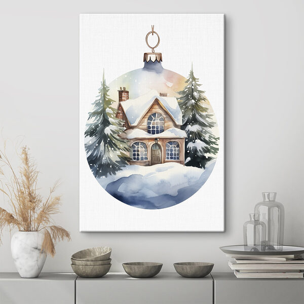 Aquarel van een huis in de sneeuw Aquarel van een huis in de sneeuw
