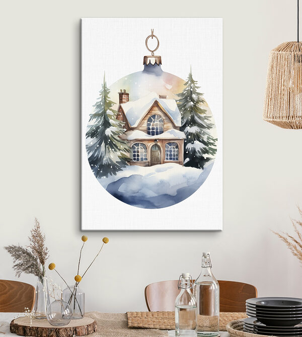 Aquarel van een huis in de sneeuw Aquarel van een huis in de sneeuw