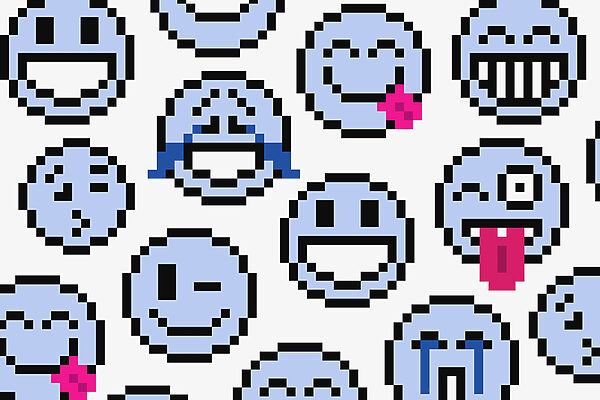 Naadloos patroon van blauwe smileygezichtjes Naadloos patroon van blauwe smileygezichtjes