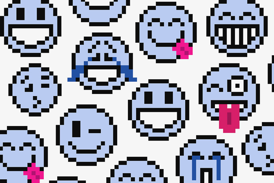 Naadloos patroon van blauwe smileygezichtjes