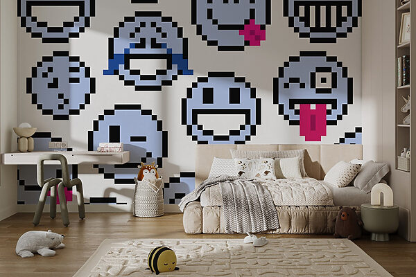 Naadloos patroon van blauwe smileygezichtjes Naadloos patroon van blauwe smileygezichtjes