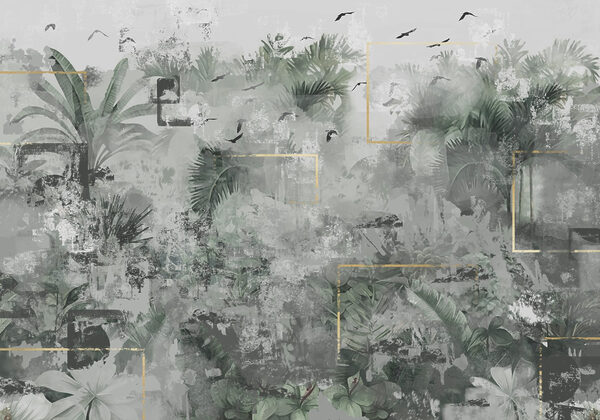 Schilderij van een tropisch bos Schilderij van een tropisch bos