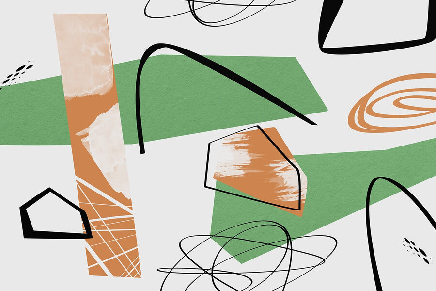 Abstracte vormen in levendige kleuren.
