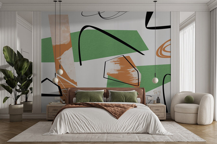 Abstracte vormen in levendige kleuren.