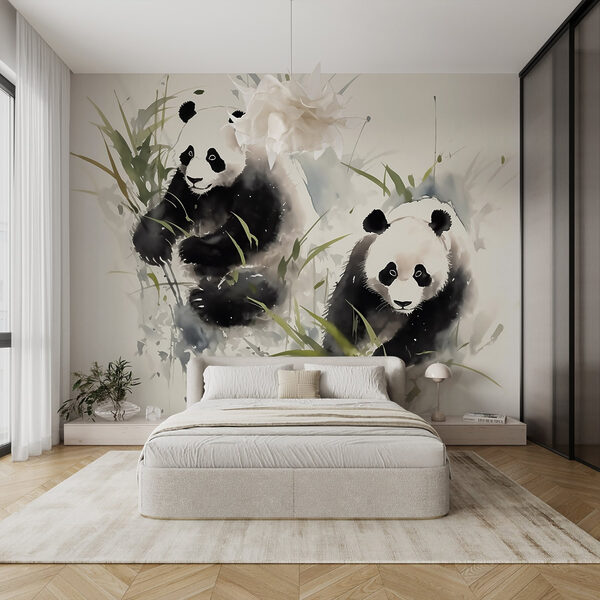 Panda's in gras Panda's in gras