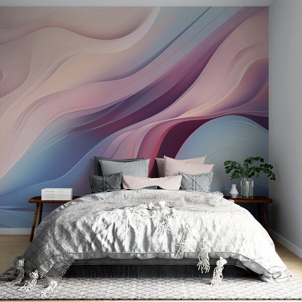 Kleurrijke golvende lijnen op een oppervlak Fotobehang Kleurrijke golvende lijnen op een oppervlak
