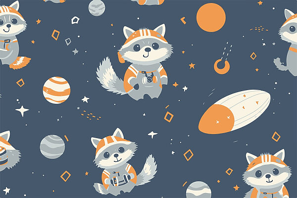 Patroon van wasberen en planeten Patroon van wasberen en planeten