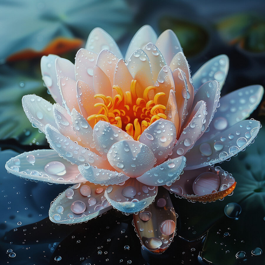 Witte bloem met waterdruppels erop