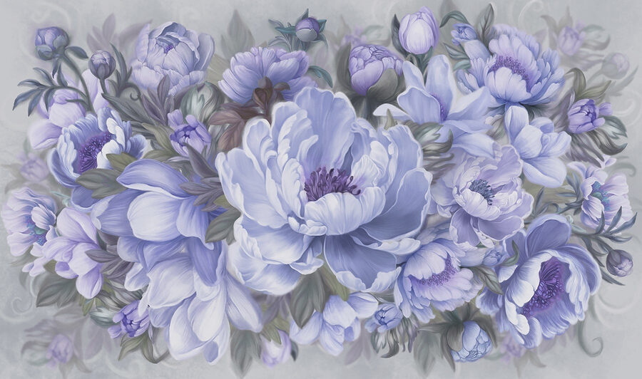 Schilderij van bloemen en bladeren