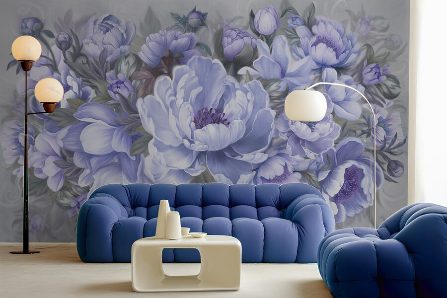 Schilderij van bloemen en bladeren