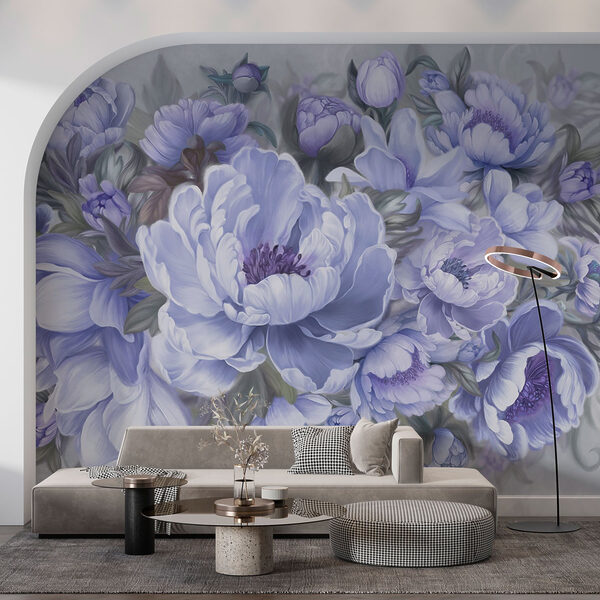 Schilderij van bloemen en bladeren Schilderij van bloemen en bladeren