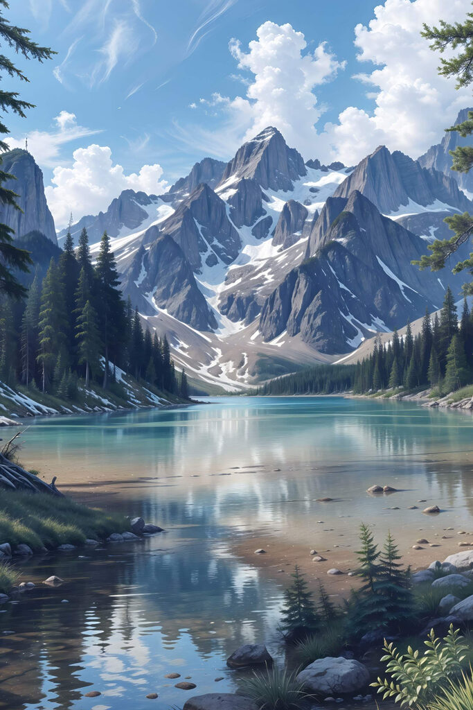 Lake surrounded by mountains