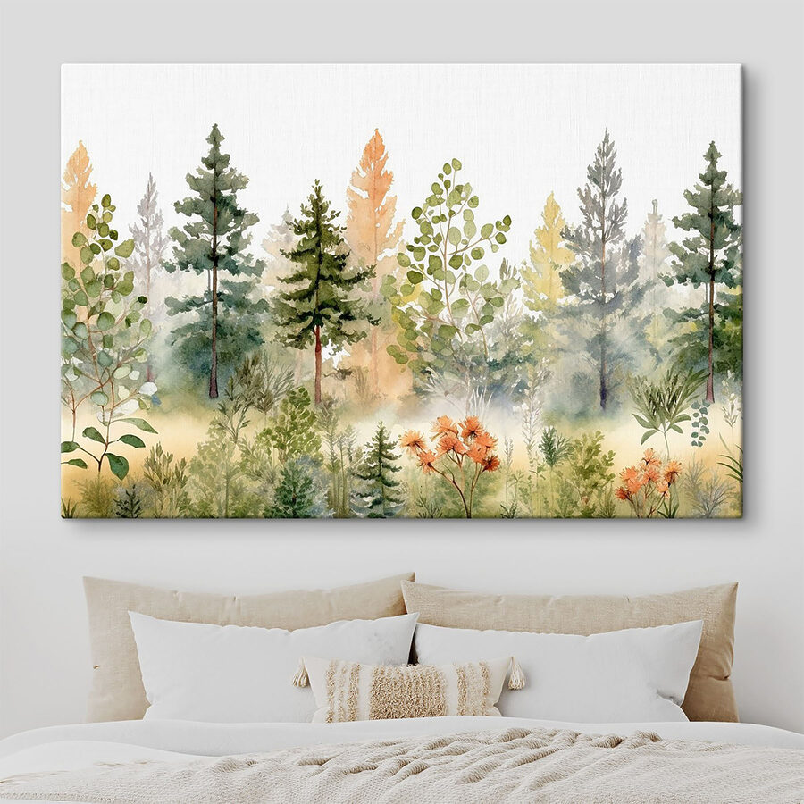 Aquarel van bomen en planten