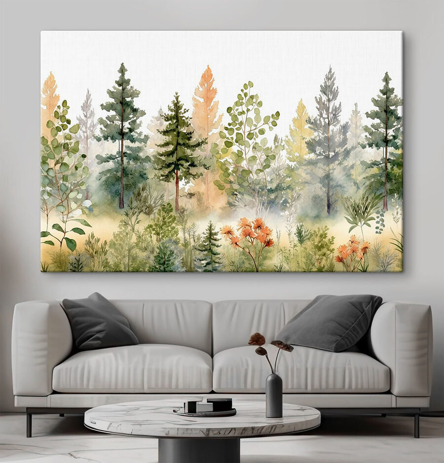 Aquarel van bomen en planten