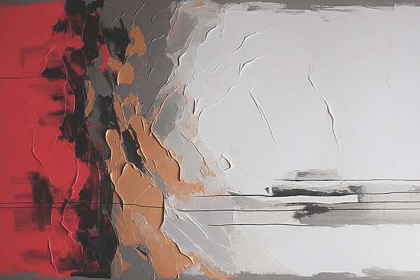 Schilderij van een rood-witte en grijze muur Schilderij van een rood-witte en grijze muur
