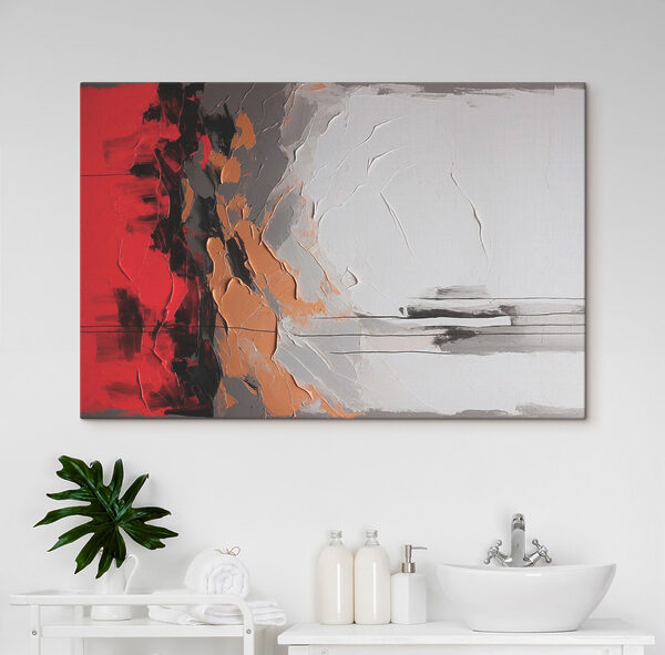 Schilderij van een rood-witte en grijze muur Schilderij van een rood-witte en grijze muur