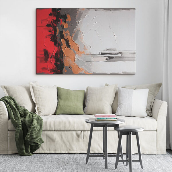 Schilderij van een rood-witte en grijze muur Schilderij van een rood-witte en grijze muur