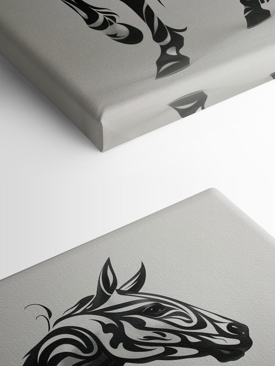 Zwart-wit paard met swirls