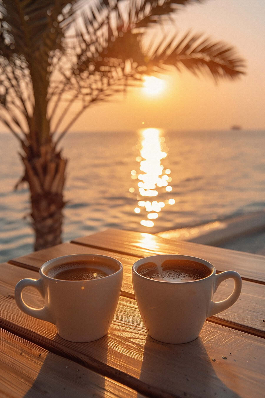Twee kopjes koffie op een tafel