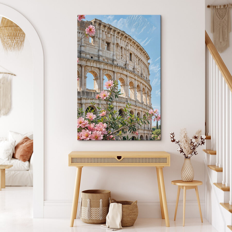 Gebouw met bogen en bloemen Gebouw met bogen en bloemen