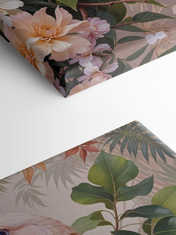 Vogel zittend op een tak met bloemen Vogel zittend op een tak met bloemen